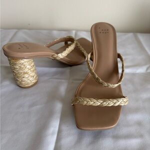 A New Day Women's Tan Braided Heeled Sandals